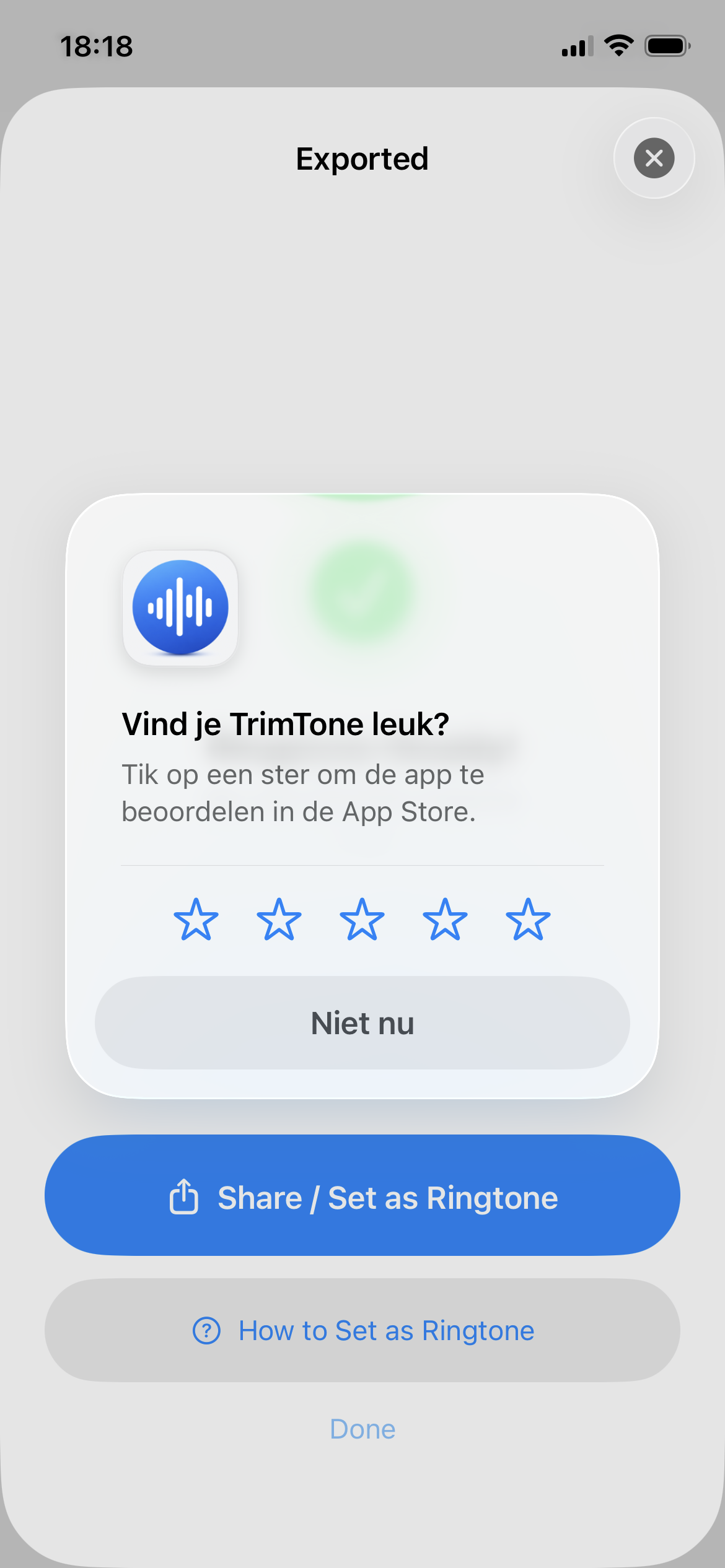 Export ringtone